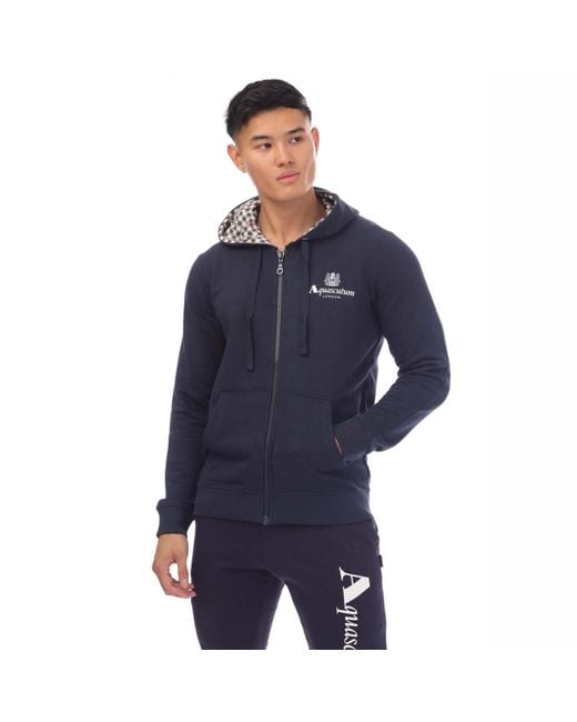 Aquascutum Blue Hooded Zip Sweatshirt for men