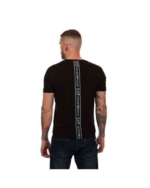 EA7 Black Train Logo Series Back Tape T-shirt for men