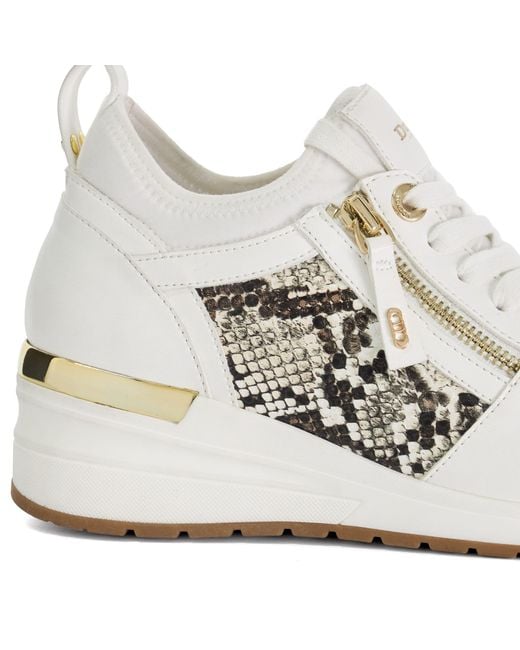 Dune White Eilisia Wedge Trainers Size 4