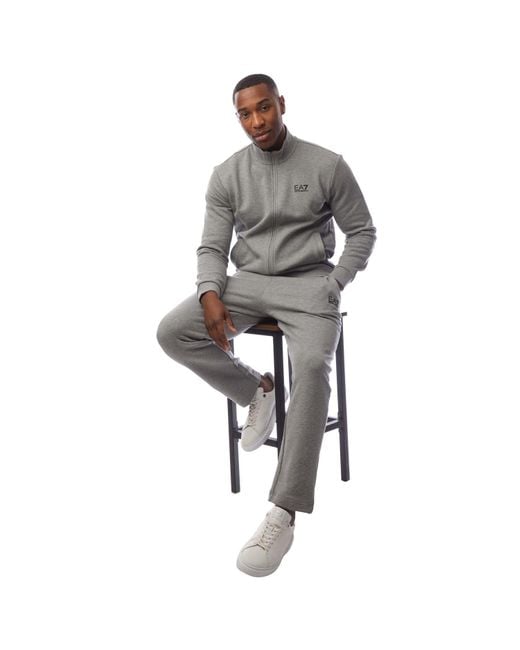 EA7 Gray Full-Zip Tracksuit for men