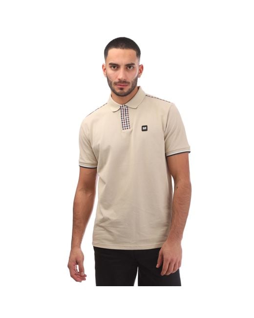 Weekend Offender Natural Teresina Check Trim Polo Shirt for men