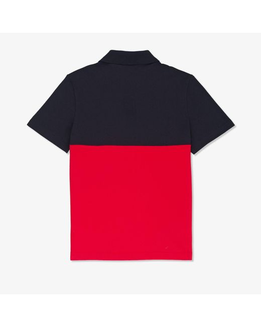 Lacoste Red Regular Fit Stretch Cotton Colourblock Polo Shirt for men
