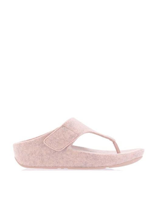 Fitflop Pink Shuv E01 Adjustable Felt Toe-post Sandals