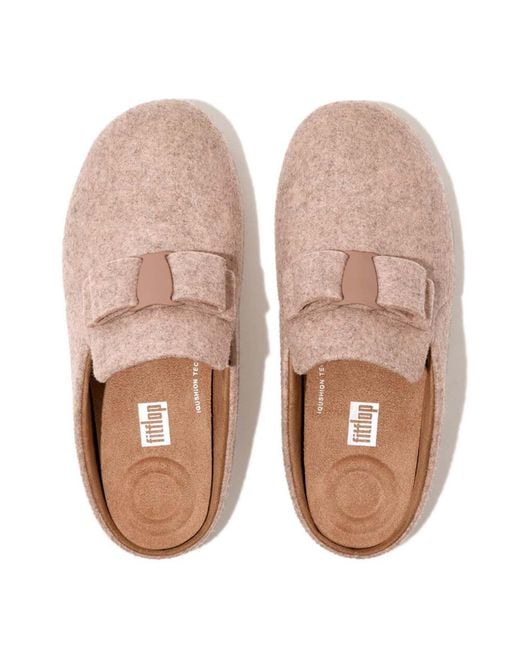 Fitflop Pink Chrissie Ii Haus E01 Bow Felt Slippers