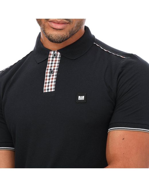 Weekend Offender Black Teresina Check Trim Polo Shirt for men