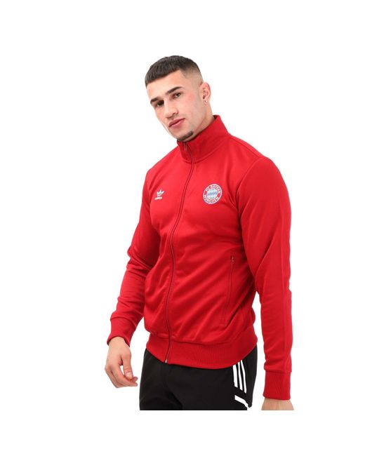 Adidas Red Fc Bayern Essentials Trefoil Track Top for men