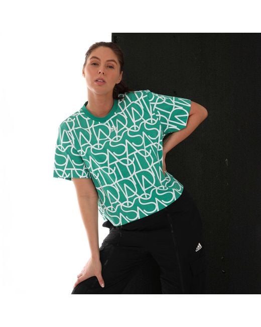 Adidas Green Graphic Boyfriend T-shirt