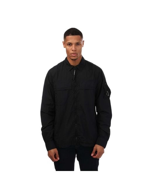 C P Company Black Taylon L Chrome Lens Overshirt for men