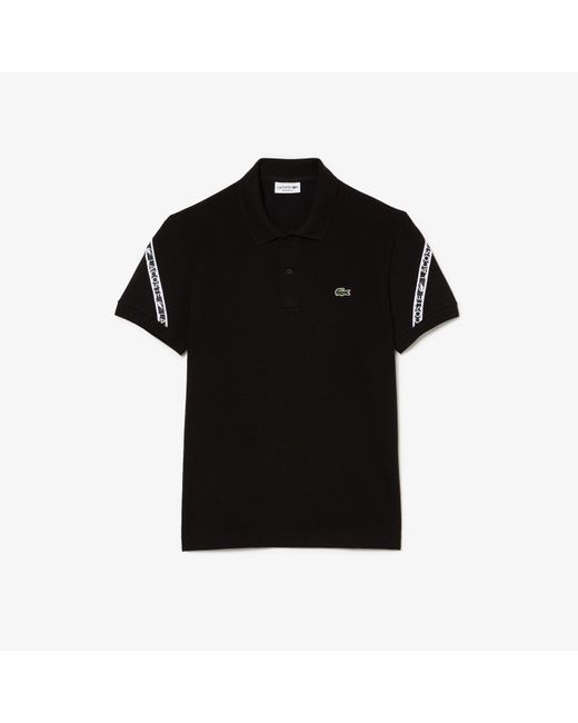 Lacoste Black Regular Fit Stretch Mini Pique Polo Shirt for men
