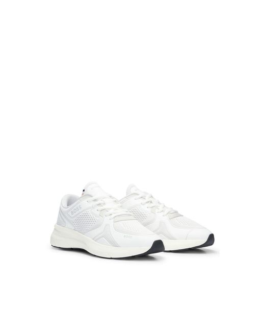 Boss White Owen Mixed Material Trainers Size 6 for men
