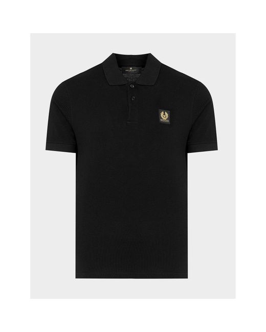 Belstaff Black Patch Logo Short Sleeve Polo Shirt for men