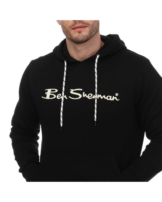 Ben Sherman Black Flocked Logo Hoody for men