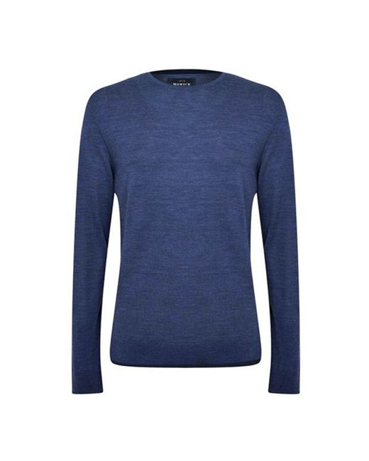 Howick Blue Merino Crewneck Sweatshirt for men