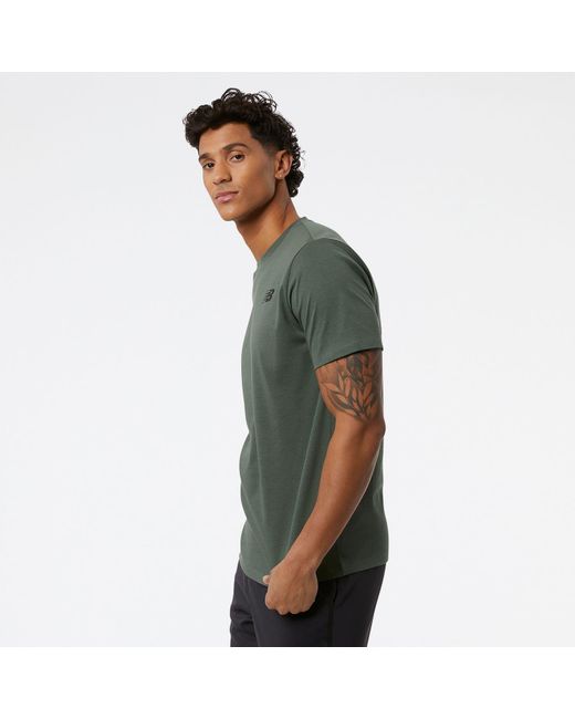 New Balance Heathertech T-shirt In Green Poly Knit for men