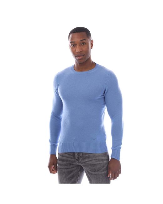 Emporio Armani Blue Pure Cashmere Jumper for men