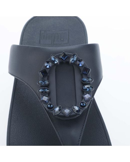 Fitflop Blue Lulu Crystal-circlet Toe-post Sandals