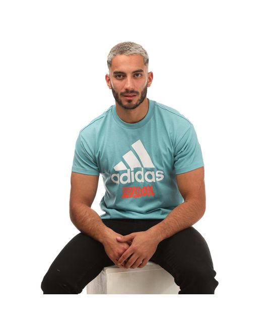 Adidas Blue Graphic T-shirt for men
