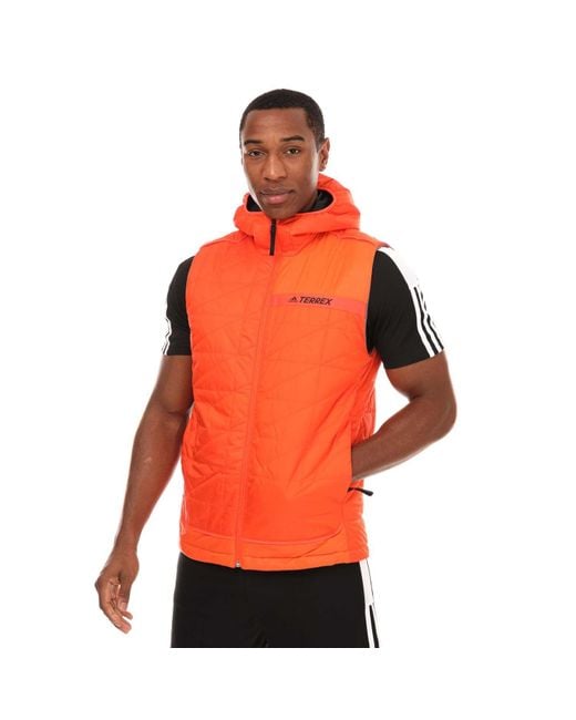 Adidas Orange Synthetic Insulated Gilet for men