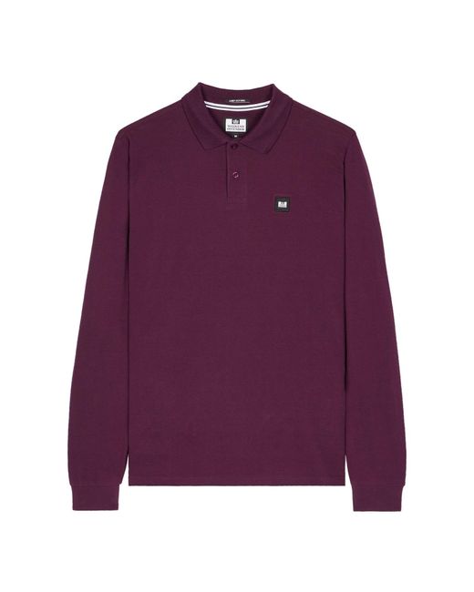 Weekend Offender Purple Dice Badge Long Sleeve Polo Shirt for men