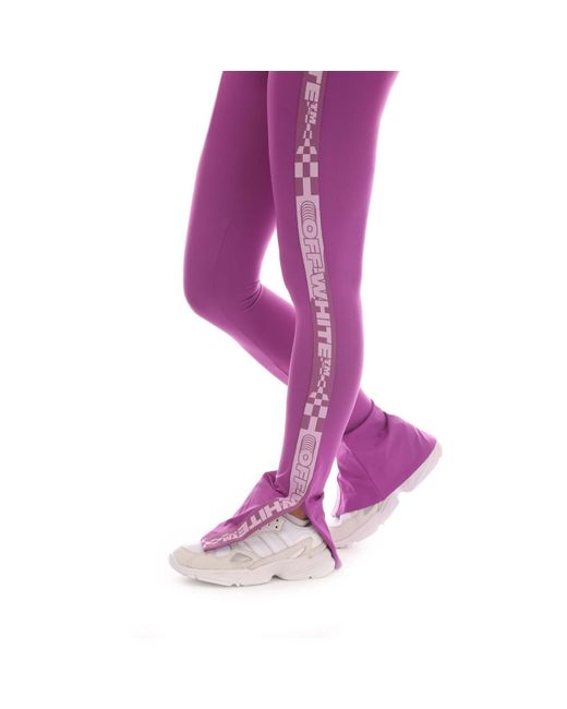 Off-White c/o Virgil Abloh Purple Logo Band Split Leggings