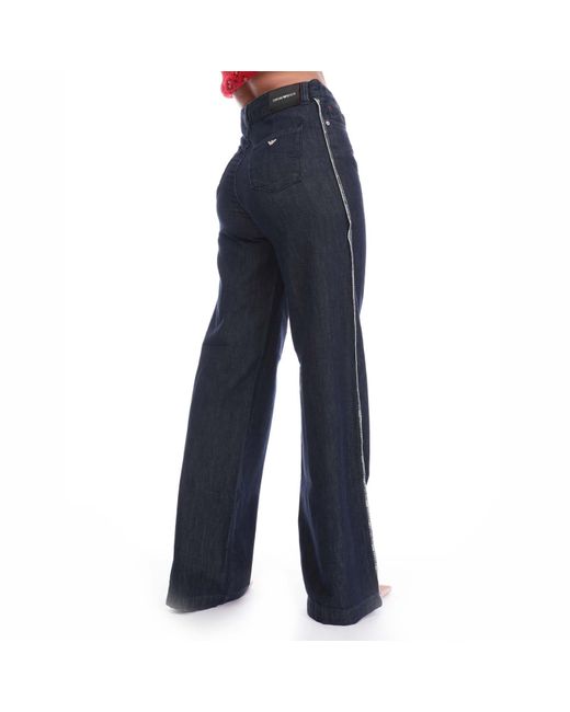 Emporio Armani Blue Womenss J14 Wide-Leg Jeans