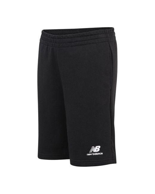 New Balance Black Essentials Stacked Logo French Terry Shorts for men