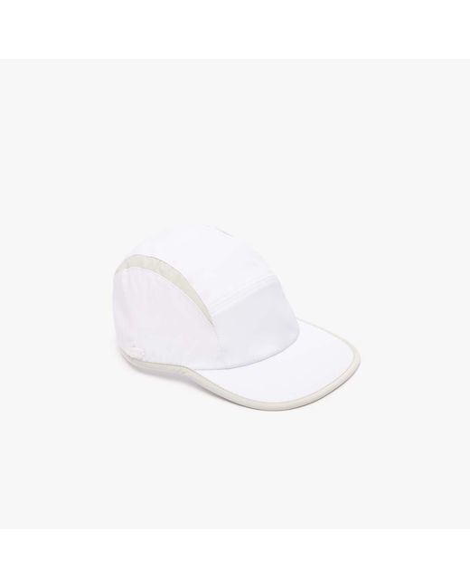 Lacoste White Jockey Cap With Contrast Cutouts
