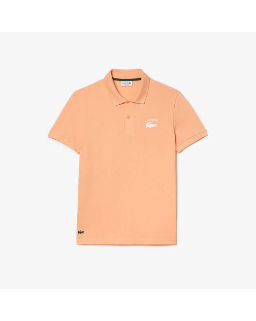 Lacoste Orange Regular Fit Branded Stretch Cotton Polo Shirt for men