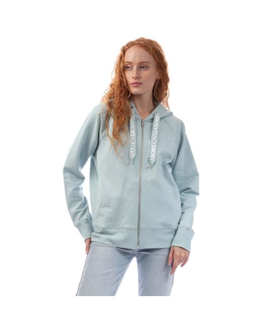 DKNY Blue Two Tone Logo Zip Sweat Jacket