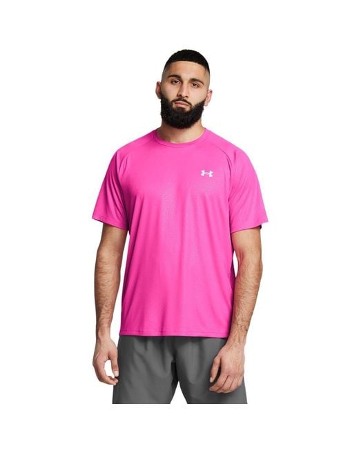 Under Armour Pink Tech Emboss T-Shirt for men