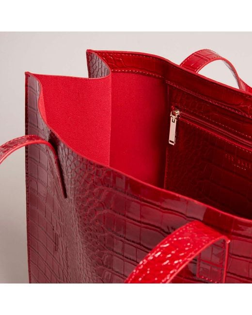 Ted Baker Red Accessories Croccon Croc Detail Large Icon Bag