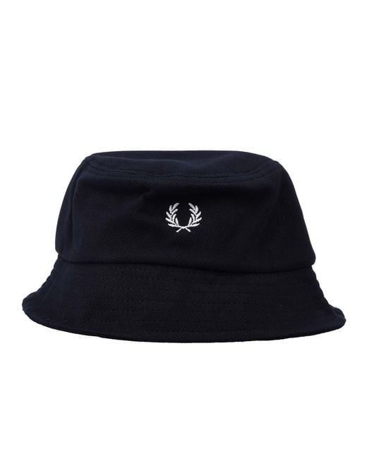 Fred Perry Black Pique Bucket Hat for men