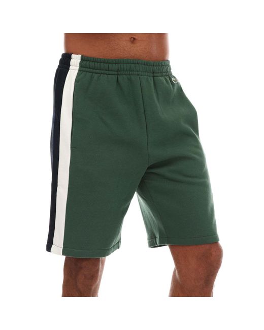 Lacoste Green Brushed Fleece Colourblock Shorts for men