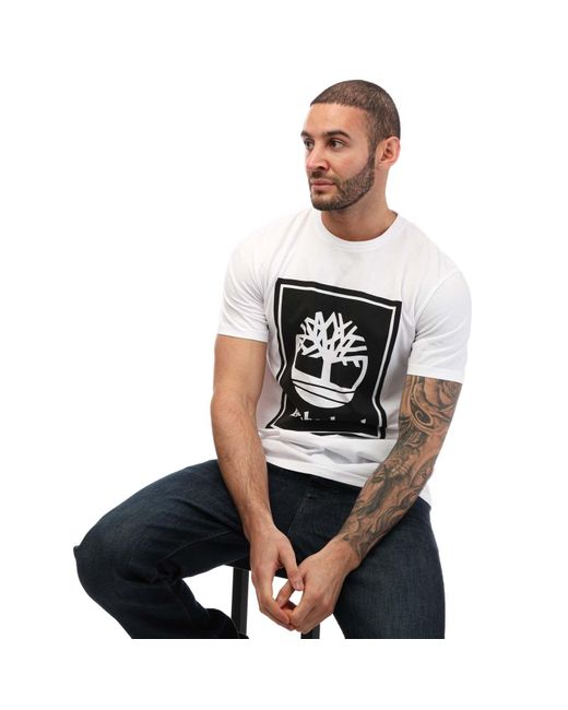 Timberland White Front Stack Logo T-shirt for men