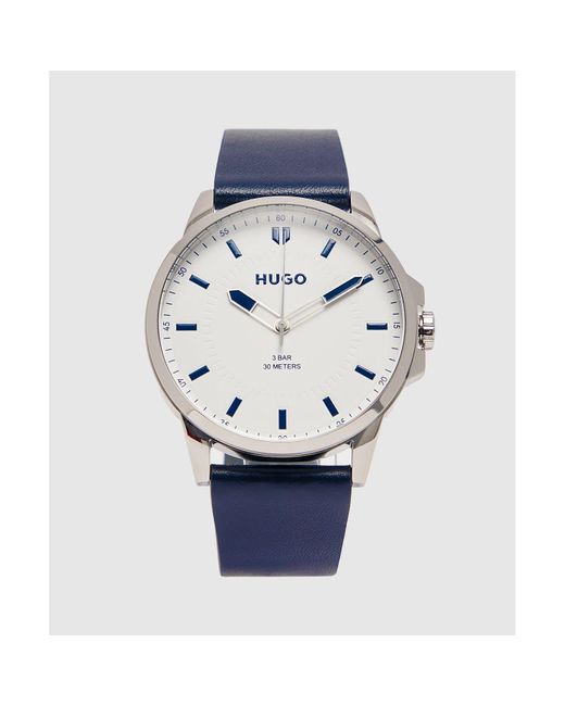 Boss Blue First Leather Strap Watch for men