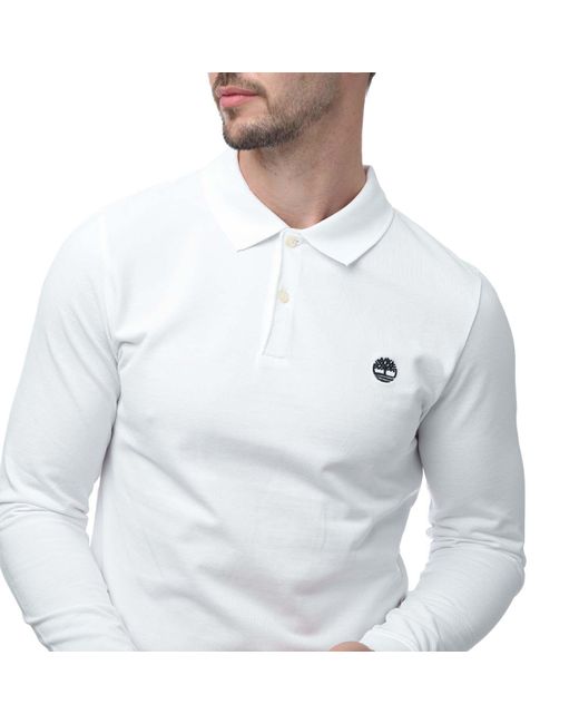 Timberland White Millers River Ls Slim Polo Shirt for men