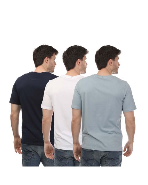 Jack & Jones Blue Floral 3 Pack Crew T Shirts for men