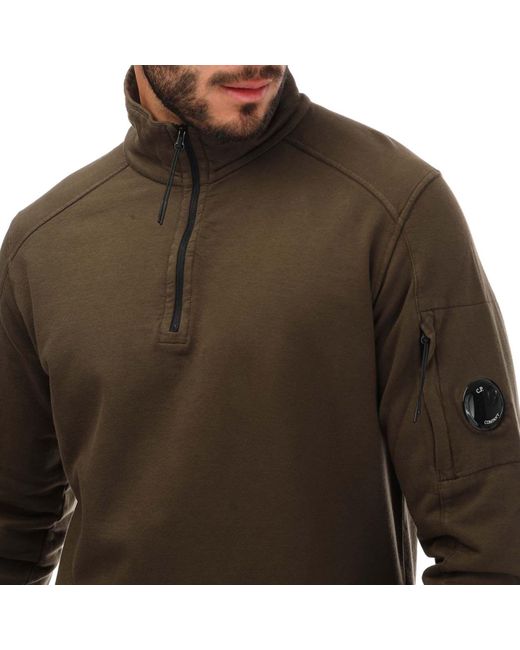 C P Company Brown Light Fleece Zipped Sweatshirt for men