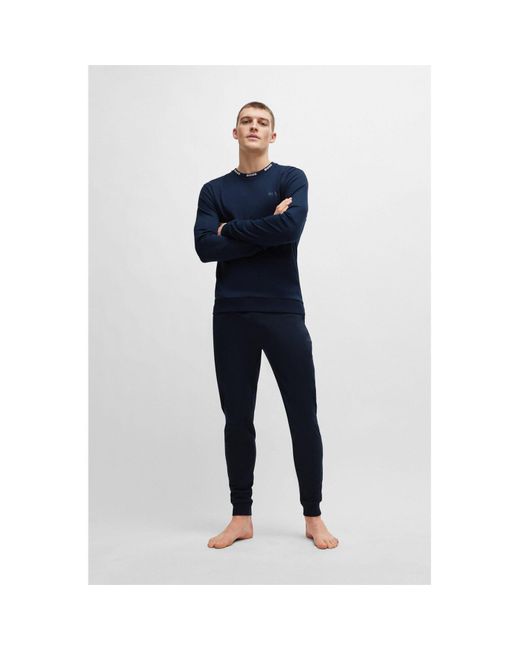 Boss Blue Interlock-cotton Pyjama Set for men