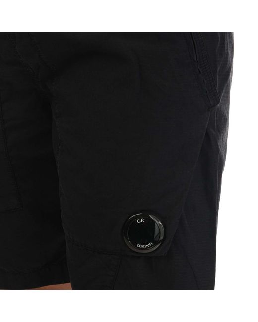 C P Company Black Rip-stop Shorts for men