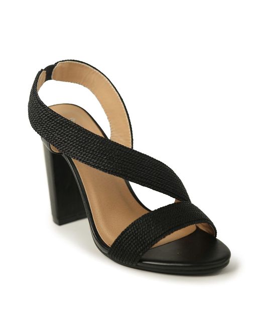 Where's That From Black Block Heel Sandals With Crossover Strap Size 8