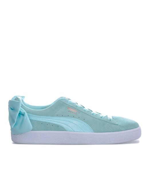 PUMA Blue Suede Bow Trainers