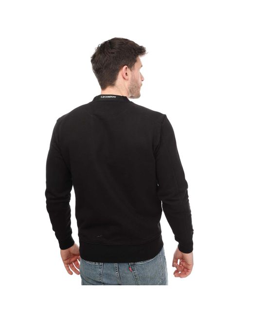 C P Company Black Diagonal Raised Fleece Sweatshirt for men