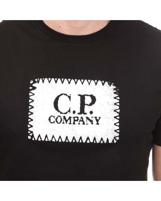 C P Company Black Jersey Label Style Logo T-Shirt for men