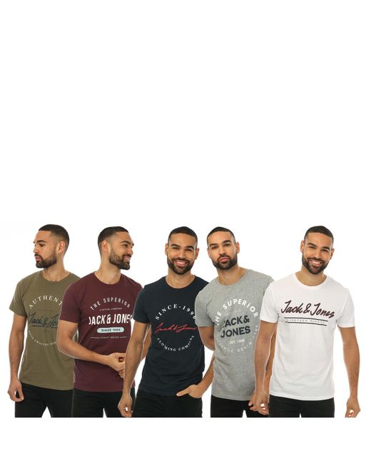 Jack & Jones Urban 5 Pack Crew T-shirts for Men | Lyst UK
