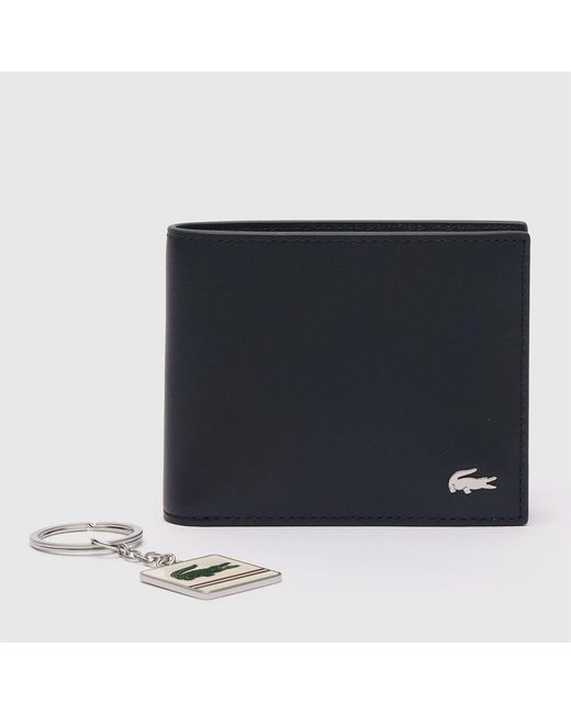 Lacoste Black Small Billfold And Keychain Gift Set for men