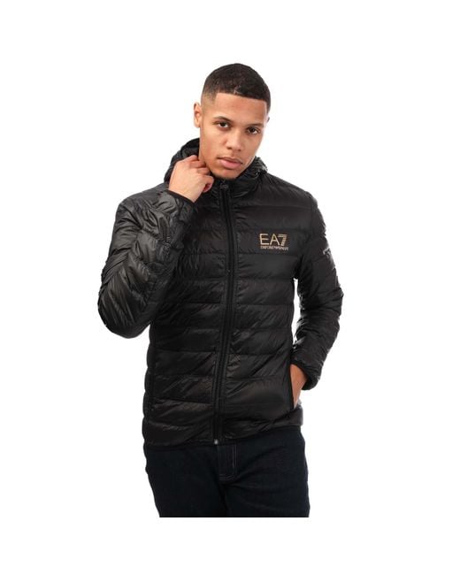 EA7 Black Core Id Down Hooded Jacket for men