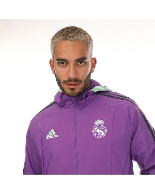 Adidas Purple Real Madrid 2022/23 All-weather Jacket for men
