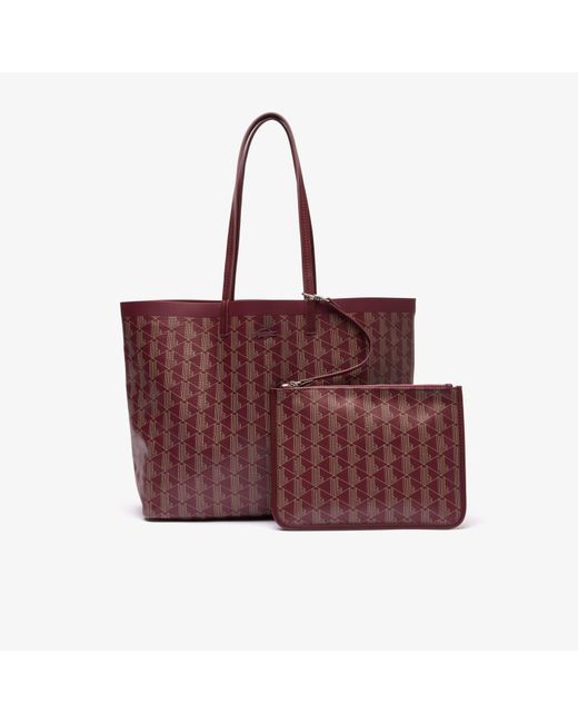 Lacoste Red Zely Canvas Monogram Medium Tote