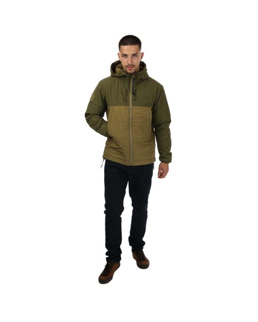 Pretty Green Green Tilby Quilted Colour Block Jacket for men